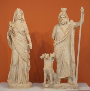 statue group depicting Persephone, Cerberus, and Hades